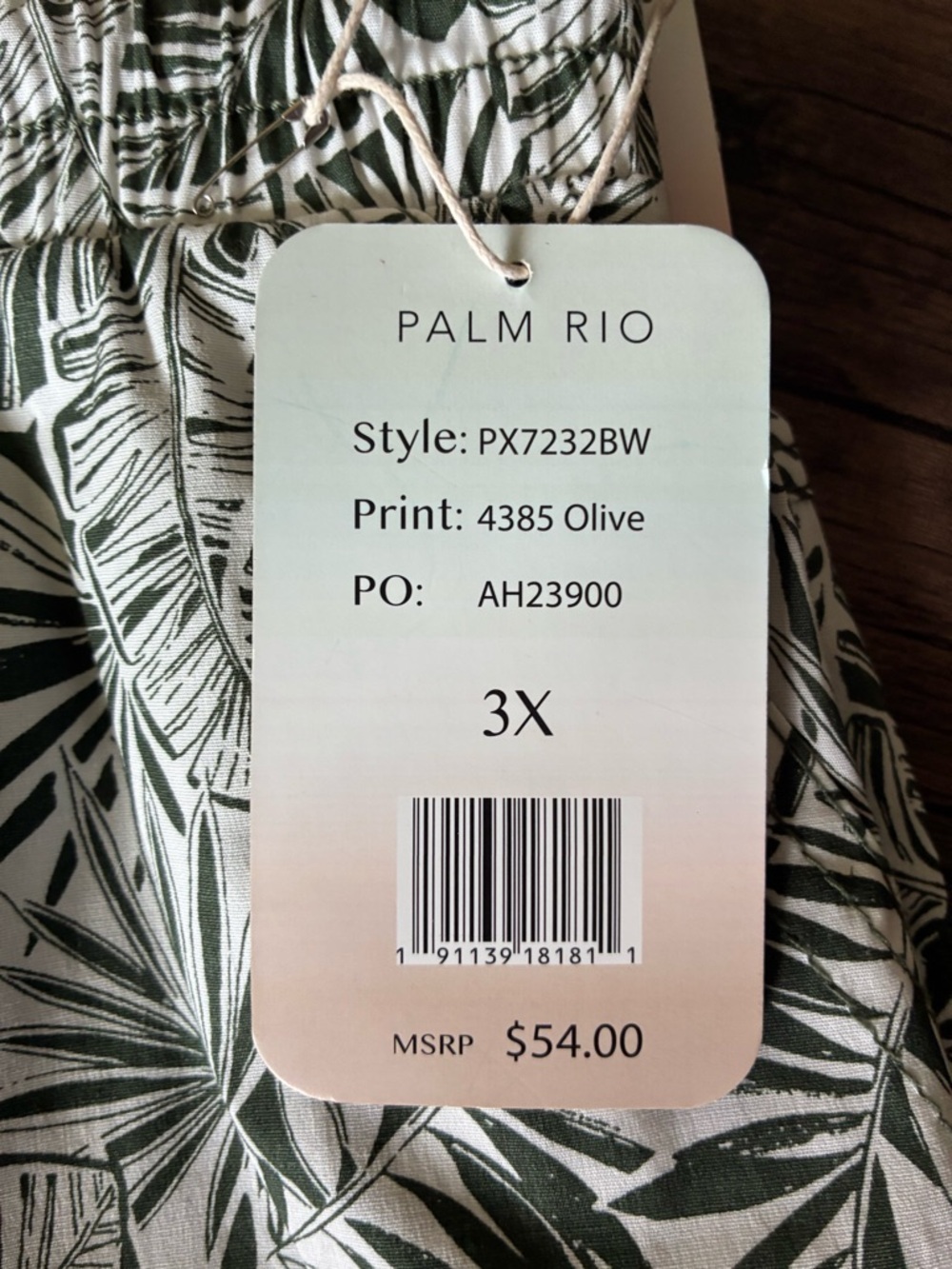 Palm Rio Olive & Cream Tropical Shorts - Picture 3 of 6